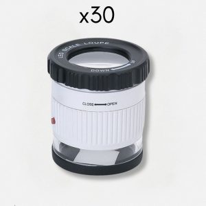 Loupe d'horloger x30 avec éclairage LED intégré